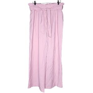 Denim 24/7 Paper Bag Waist Wide Leg Pants 14W‎ Pink Belted High Rise Pockets